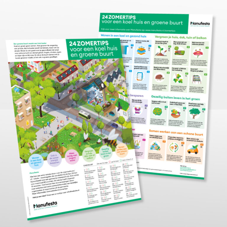 Mockup van de voor- en achterkant van de Zomertips